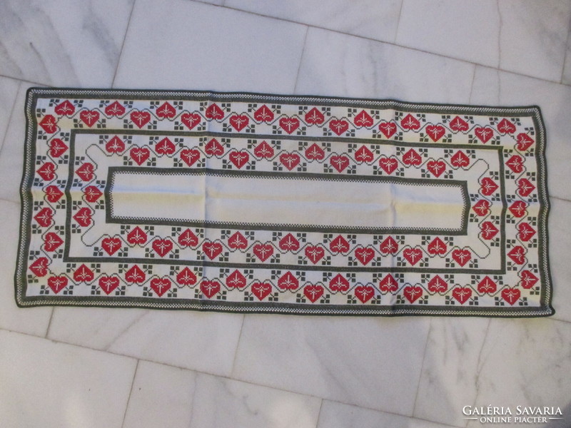 Very fine embroidered tablecloth, handwork: cross-stitch runner
