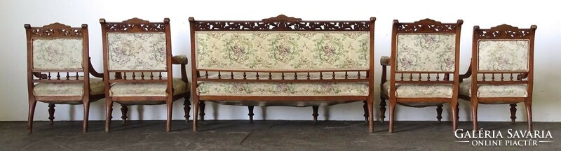 1L443 old five-piece pewter sofa lounge set