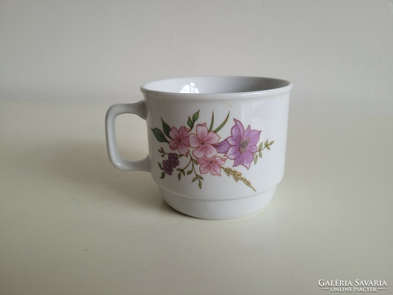 Old Zsolnay porcelain retro mug with floral tea cup