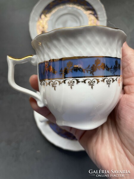 Pair of charming hand-painted Iris porcelain cups from Szeged. They are new!