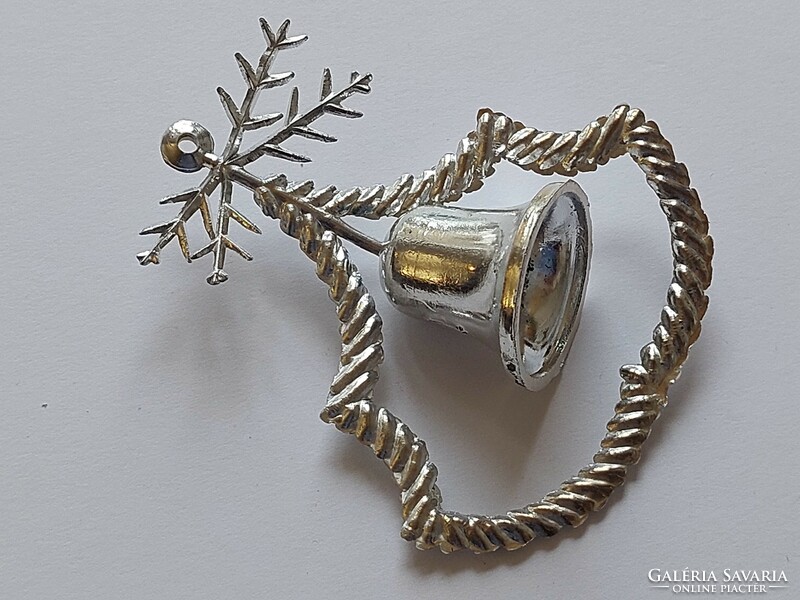 Old Christmas tree decoration plastic silver bell