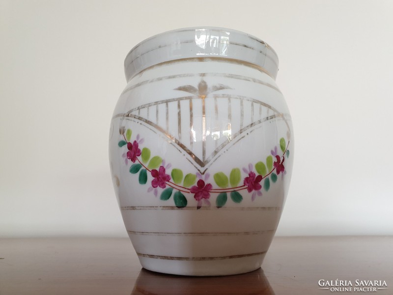 Antique folk jar with large porcelain old jar jam