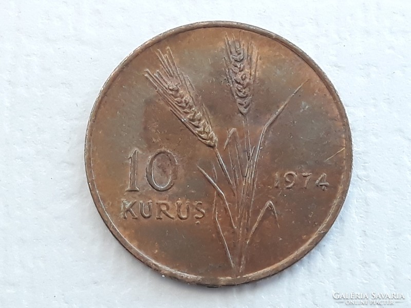 Törökország 10 Kurus 1974 érme - Török 10 Kurus 1974 külföldi pénzérme