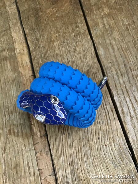 Donalli Italian design rubber snake bracelet with enamel painted metal ornaments