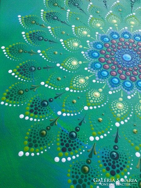Dot art - swirl i. - Acrylic picture with a mandala pattern on coated canvas (30 x 42 cm)