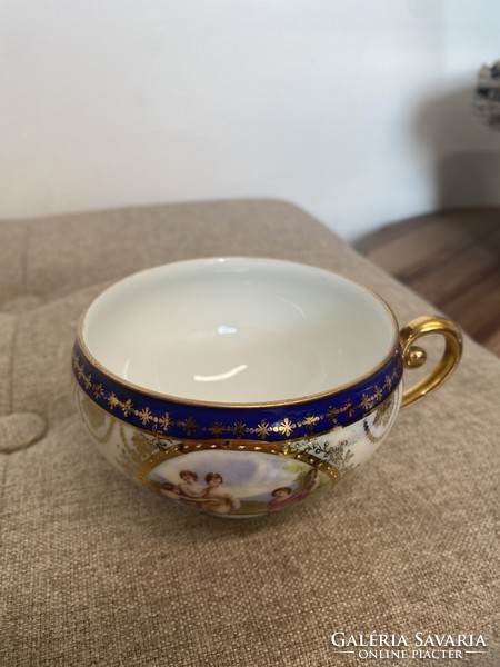 Antique gilded scene Czech tea cup