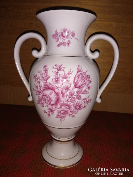 Hollóházi porcelán füles váza, virágmintás dekorral 15.000 Ft
