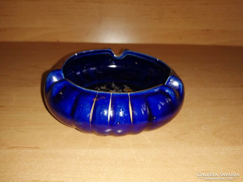 Kék porcelán páva mintás hamutál hamutartó 10,5 cm (14/d)