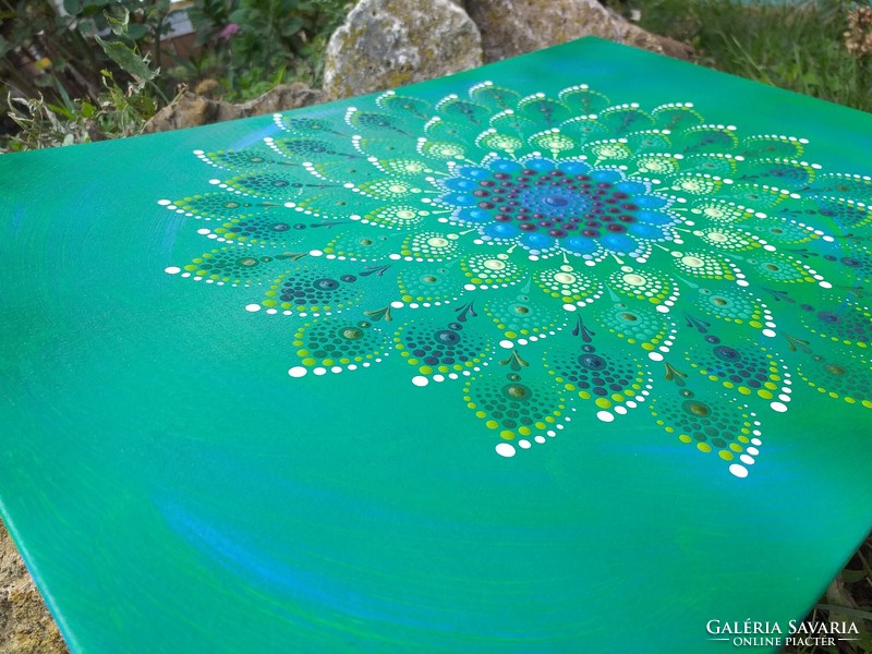 Dot art - swirl i. - Acrylic picture with a mandala pattern on coated canvas (30 x 42 cm)