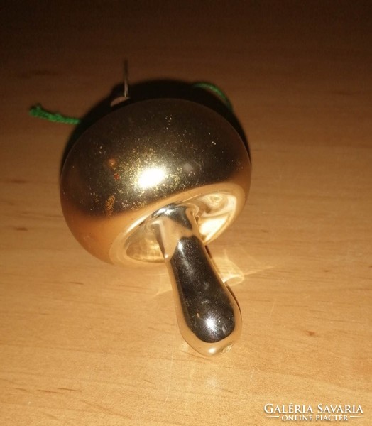 Golden head mushroom antique glass Christmas tree ornament 7 cm