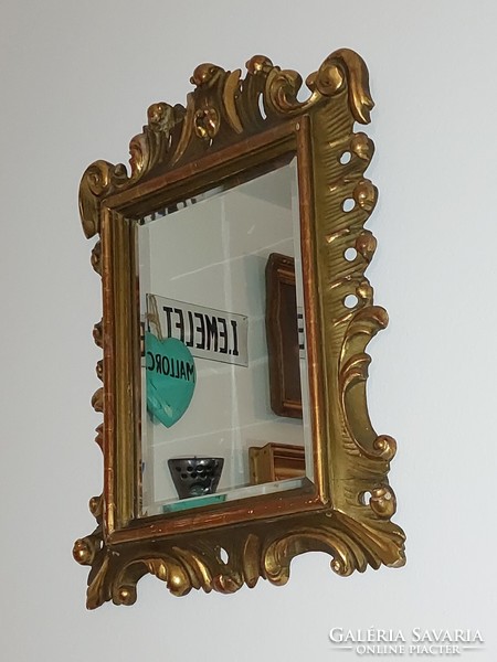 Lime wood frame carved mirror with faceted mirror