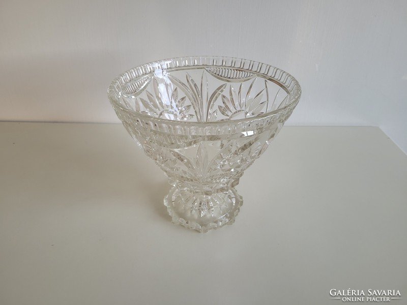 Old vintage large huge lead crystal pedestal bowl glass crystal decorative bowl centerpiece glass goblet