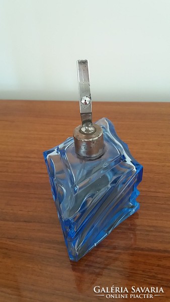 Régi parfümös üveg art deco kék vintage parfümszóró piperekellék