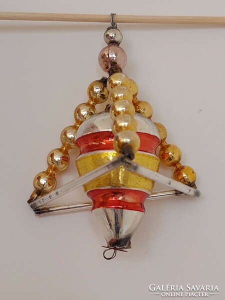 Old glass Christmas tree ornament yellow red glass ornament