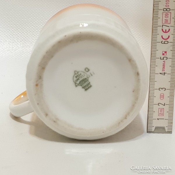 Zsolnay antique scenic, orange luster glazed porcelain mug (2432)