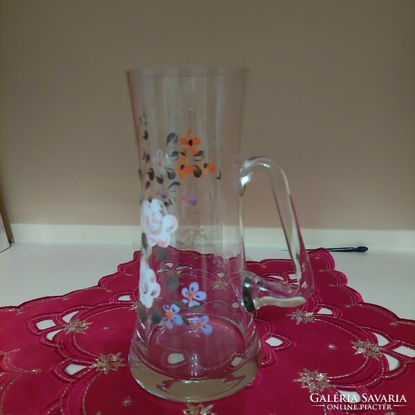 Antique hand-painted glass jug