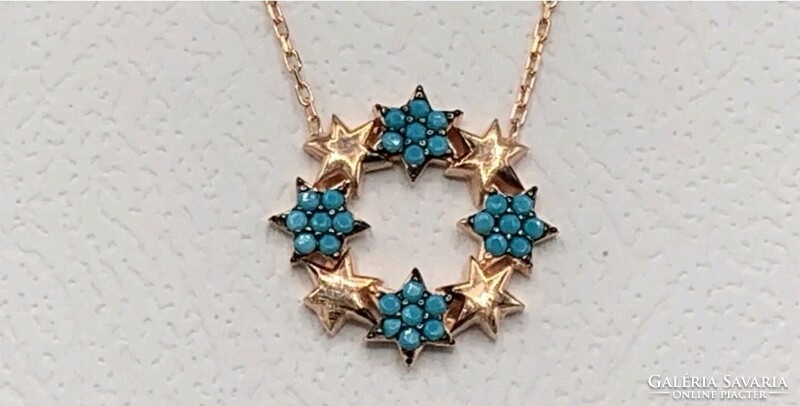Beautiful necklace with turquoise stones, 14k gold-plated, 925, new