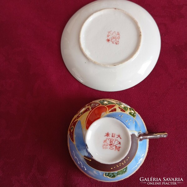 Japanese satsuma eggshell porcelain coffee cup with plate
