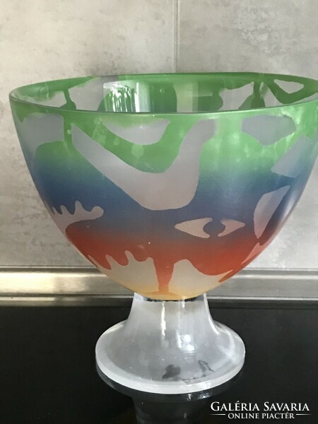 Art glass bowl with an abstract pattern, diameter 23 cm, height 21.5 cm
