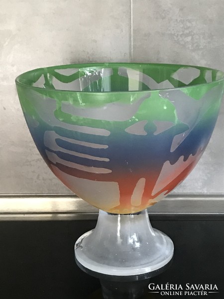 Art glass bowl with an abstract pattern, diameter 23 cm, height 21.5 cm