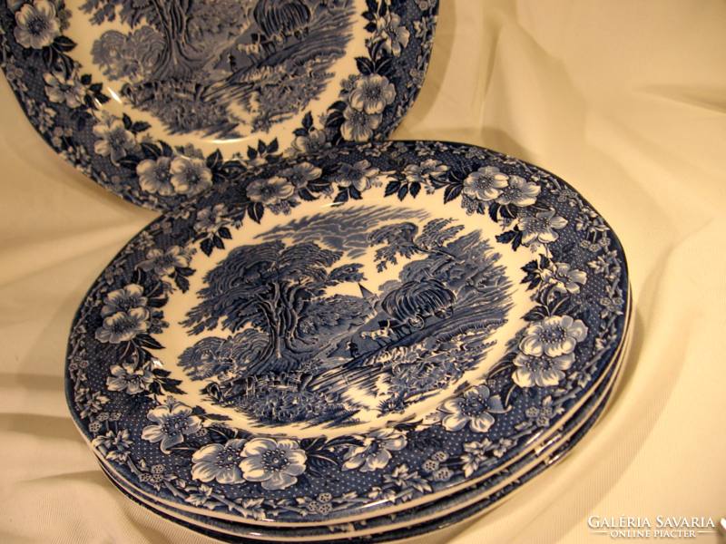 Retro 28 cm blue woodland enoch wedgood (tunstall) bowls with landscape cart