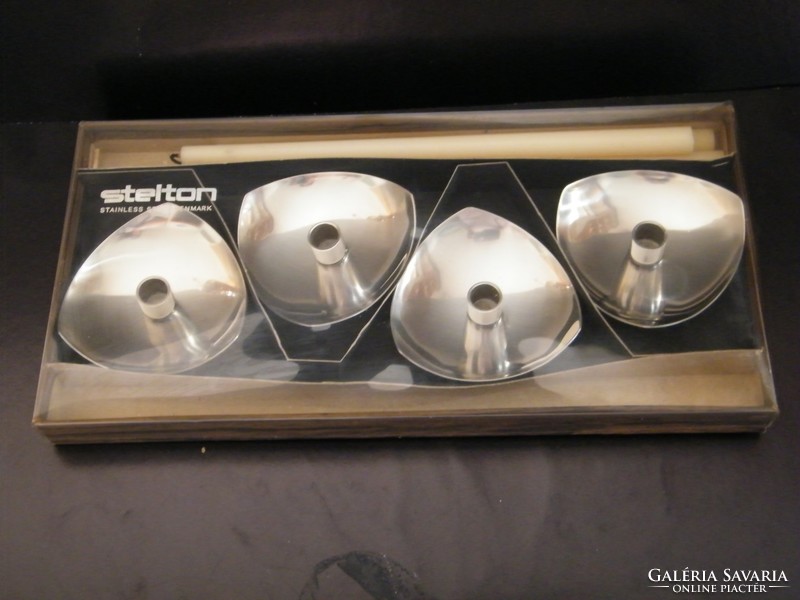 Stelton dán design 4 db-os fém gyertyatartó készlet