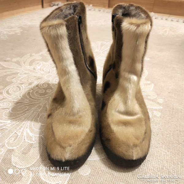 Luna eskimod vintage genuine leather and fur ankle boots 39-40