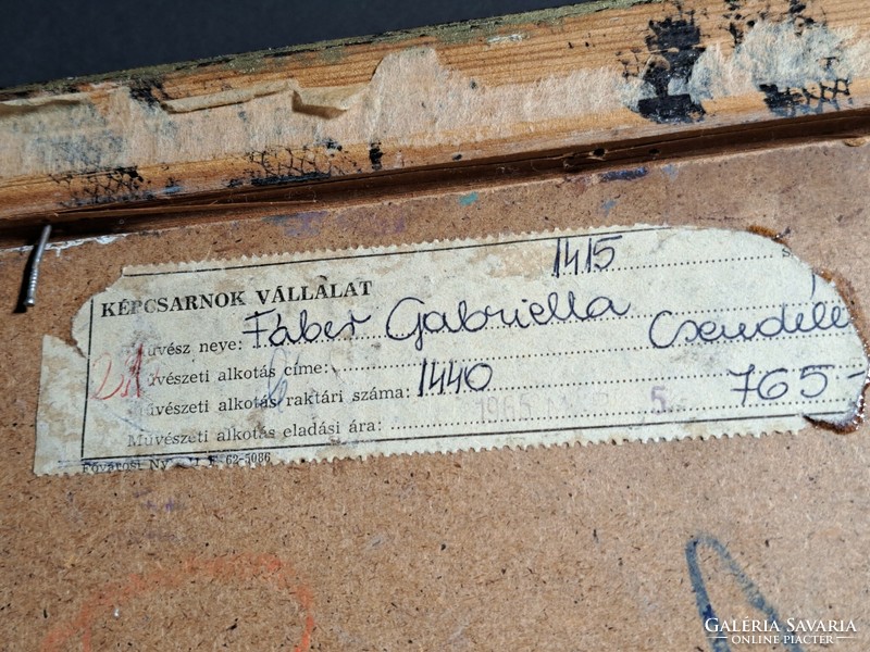 Fáber Gabriella (1903-1982): Csendélet (52x46 cm kerettel) Képcsarnokos - teáskanna, citrom, narancs