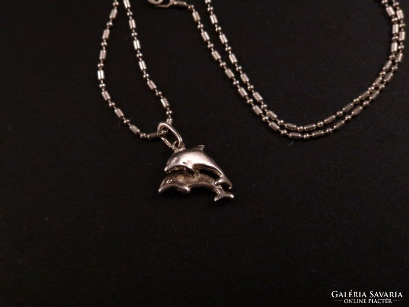 Női ezüst 925-ös sterling nyaklánc delfin medál