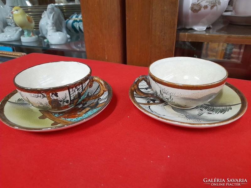 Japanese satsuma geisha pattern hand painted tea coffee porcelain cup set.