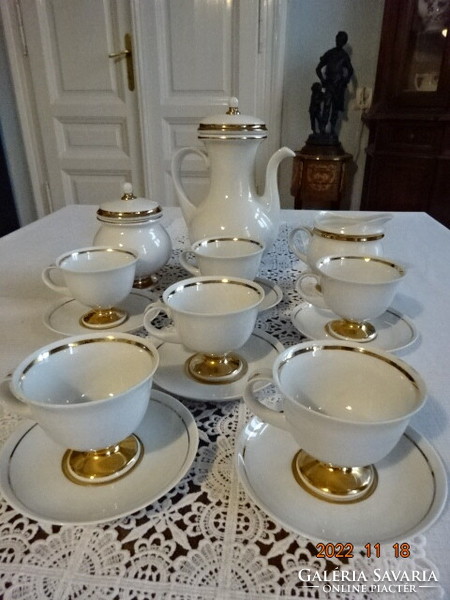 Ravenclaw porcelain sunshine coffee set, richly gilded. He has!