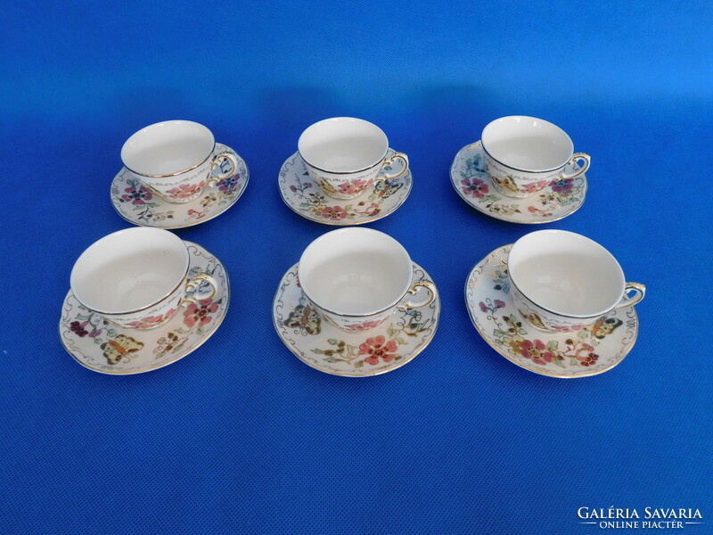 Zsolnay butterfly set of 6 coffee cups