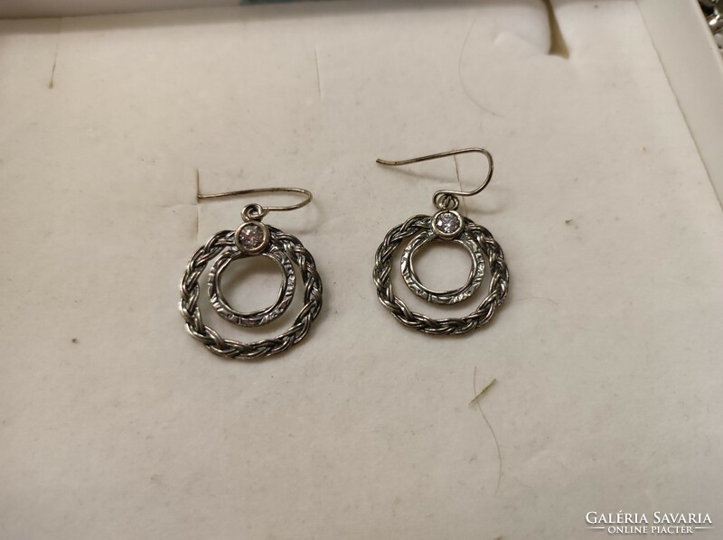 Israeli silver earrings with a white zircon stone