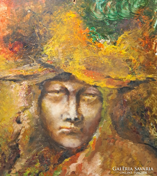 Forest wizard (oil painting, framed 33x37 cm) modern male portrait