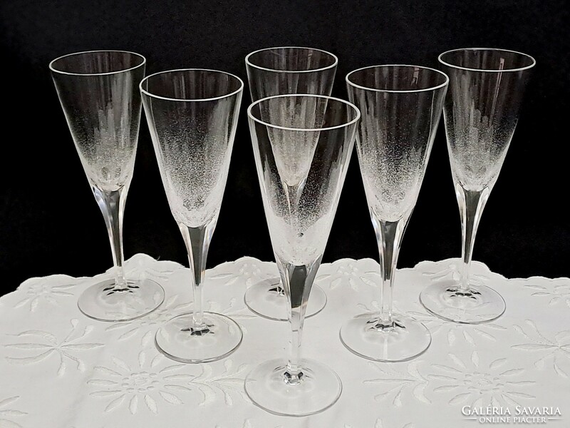 6 db különleges Bohemia kristály üveg pohár, pezsgős készlet