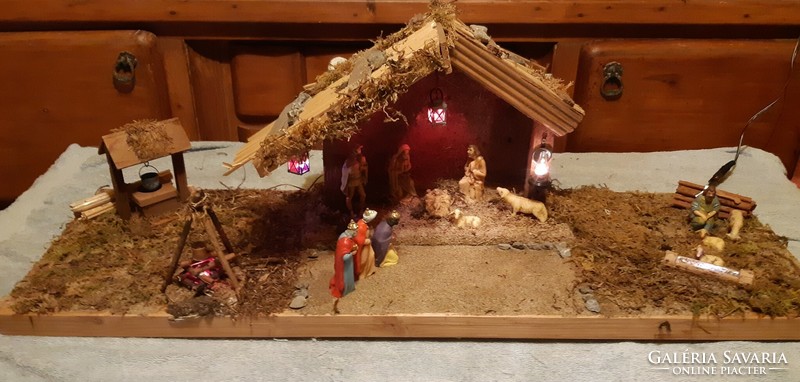 Világító Betlehemi jászol karácsonyi dekoráció