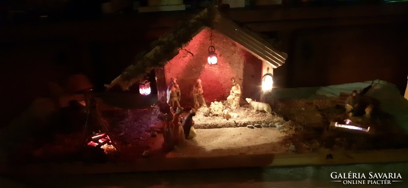 Világító Betlehemi jászol karácsonyi dekoráció