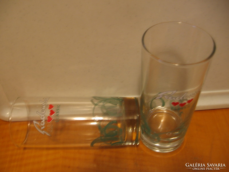 Collector's retro jug, pair of Slovenian mineral water glasses, radenska classic tri srca