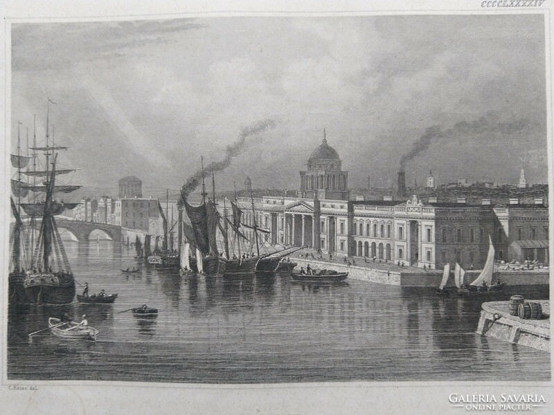 Dublin, original woodcut ca.1840