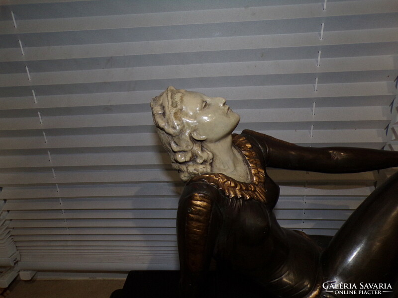 Art Nouveau female statue with marble base