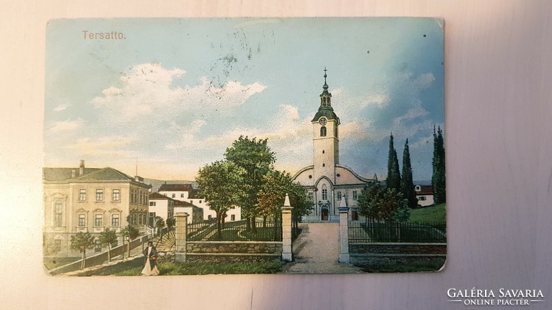 Fiume, Tersatto, templom, régi képeslap, 1910-es évek