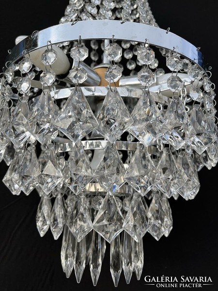 Basket crystal chandelier, chrome-plated. Art deco