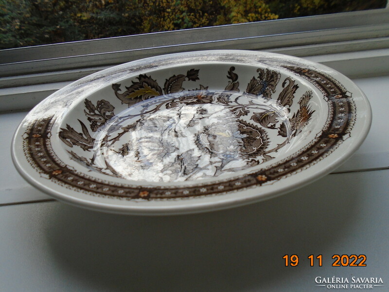 Neoreneszánsz JACOBEAN mintával polikróm mély tányér az angol Ridgway cégtől
