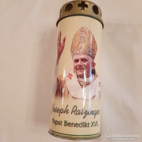 xvi. Candle holder decorated with the image of Pope Benedict