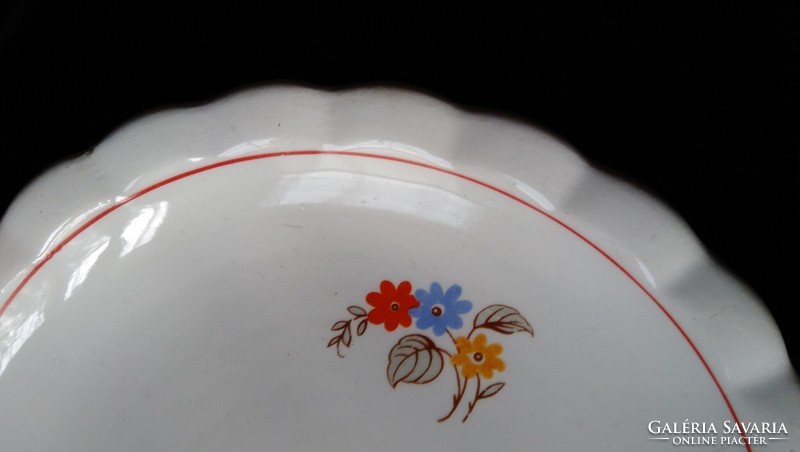 Antik régi retro vintage jelzett Kispest  Gránit porcelán virágos kicsi tálka, tányér