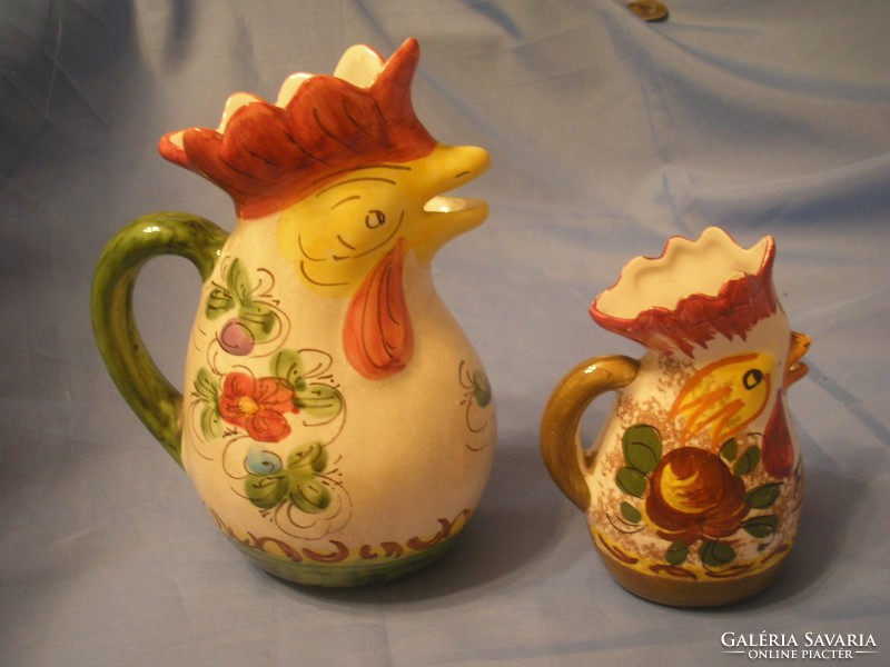 U12 deruta majolica glazed rooster king, marked jugs spouts rarity