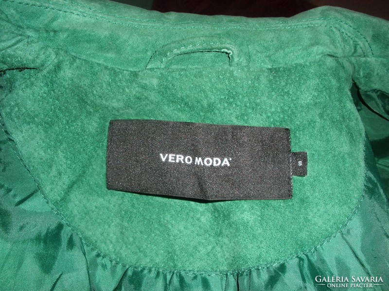 Vero moda emerald green split leather jacket