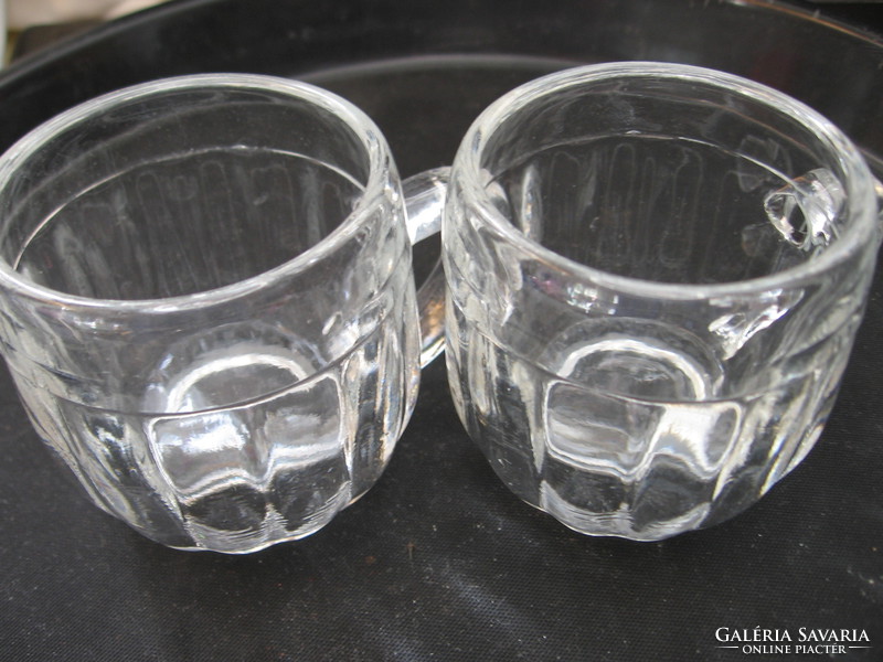 Polished small ball shape calibrated jug, pair of children's glasses