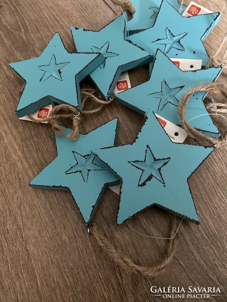 Turquoise colored, vintage decorative star, branch decoration, window decoration, Christmas tree decoration