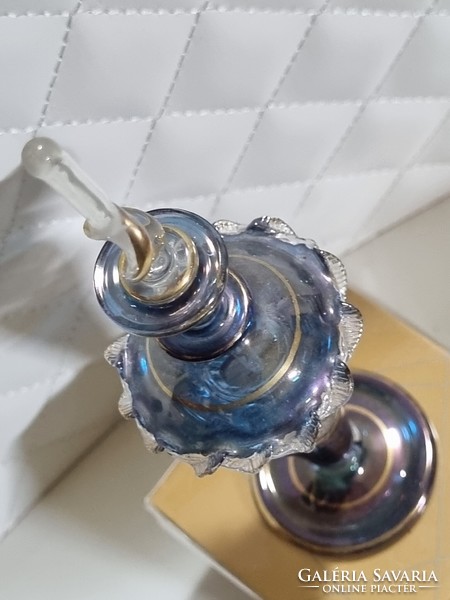 Aranyozott díszes 17cm-es mintás üveg parfümös